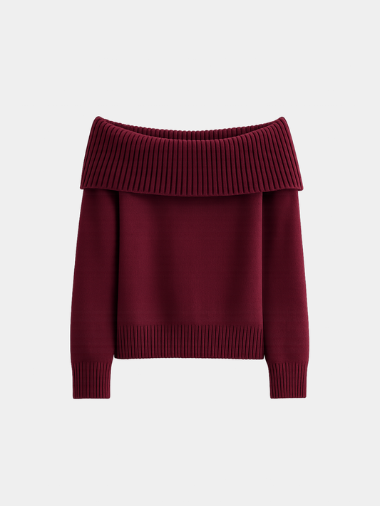 Off-shoulder ribbed knit